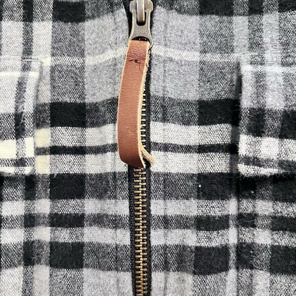 LL Bean Signature Size Medium Plaid Chamois Flannel Shirt Jacket Full Zip Soft - Picture 8 of 12